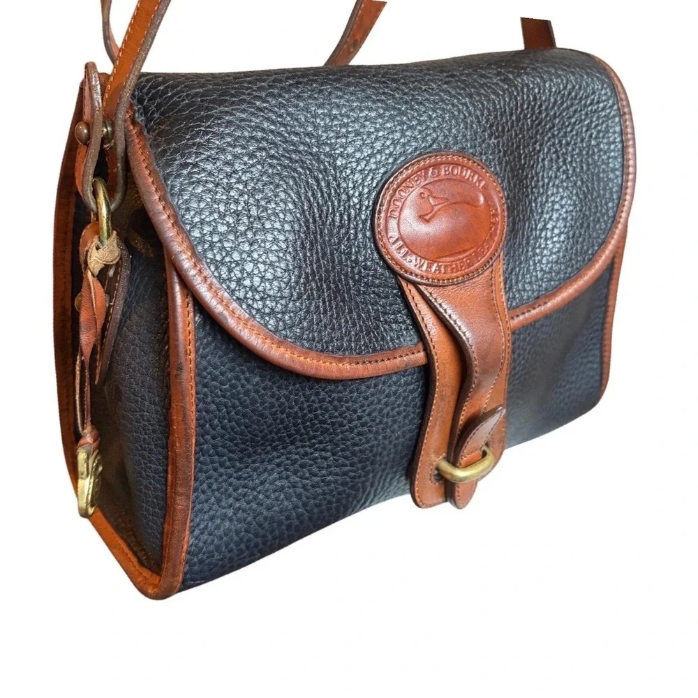 Dooney & Bourke All Weather Leather Vintage Navy‎  Crossbody Bag Brass Duck Fob